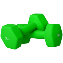 2 x 5kg Hexagonal Dumbbells Weights Set with Non-Slip Grip for Home Gym Workout, Green