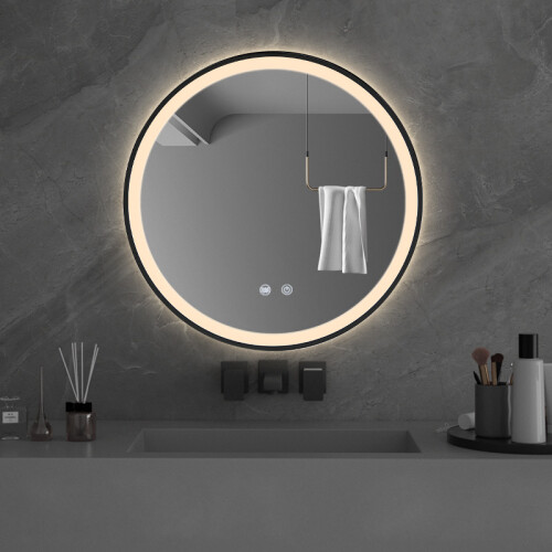 Round Metal Framed LED Wall Mirror 1
