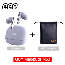 QCY Melobuds N50 draadloze oordopjes, Violet, actieve ruisonderdrukking, Bluetooth 5.4, met pouch