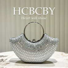 (Silver) Dark Green Shiny Rhinestone Ring Handbag, Elegant Women Evening Bridal Clutch Purse