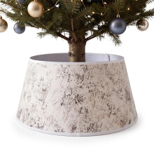 (White) GEEZY Christmas Tree Skirts Crackle Effect Fabric Round Base Cover for Xmas Trees 22 in.