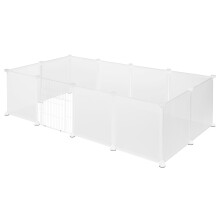 EUGAD Haustier-Laufstall, DIY Metall-Draht-Gehege, 142x72x45cm, weiß