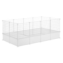 EUGAD Faltbarer Laufstall, DIY Kleintiergehege mit Bodengitter, 142x53x71 cm, für Kaninchen und Katzen