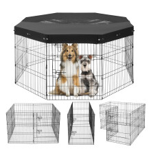 VEVOR Hundelaufstall, 8 Paneele, 76 x 61 cm, Metall, mit Tür und Oberabdeckung für Hunde und Kleintiere