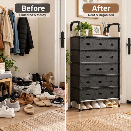5 Tier Shoe Rack Storage Organiser Metal Stand 1