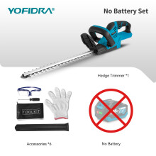 YOFIDRA Elektrische Heckenschere, 2000W, 15000 U/min, 510 mm Klingenlänge, für Makita-Akkus, ohne Akku