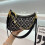 (Black) Embroidered printed meniscus armpit bag 1