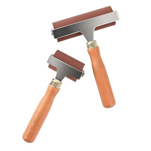 Versatile Rubber Brayer Roller Tool - 2" & 4" Soft Rubber for Ink Application, Stamping, Crafts, and More 1