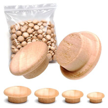 144PCS Wood Plugs Assortment, 3/16" to 1/2" Sizes Includes 3/16", 5/16", 3/8" and 1/2" Plugs, for Furniture and Cabinet