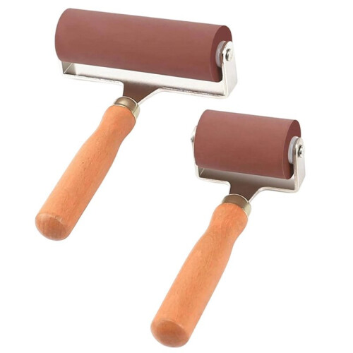 Versatile Rubber Brayer Roller Tool - 2" & 4" Soft Rubber for Ink Application, Stamping, Crafts, and More 2
