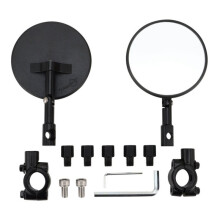 Espelhos Retrovisores de Guidão SUPERBIKE, Pretos, Redondos, para Motos Supermoto, Enduro e Street.