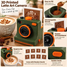 Fotocamera per Latte Art Stampata In 3D, Vintage, Carte Sostituibili, Strumento DIY per Latte Art, Pressa A un Tocco con 4 Stencil C