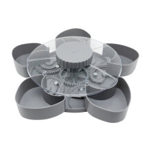 Rotating Divided Snack Tray with Lid - 360 Swivel Lazy Susan Organizer for Nuts, Candies, & Desktop Storage Grey