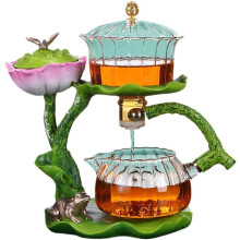 Lotus Flower Magnetic Teapot Set, Glass Teapot with Magnetic Dispensing, Smooth Eagle's Mouth Design, Easy to Clean Filter, 2.9L Capacity