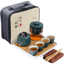 (Dark Green) Japanese Green Tea Sets for Adults, Porcelain Travel Tea Sets