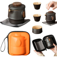 Chinese Tea Set, Ceramic Portable Teapot Set With Strainer, Anti Scald & Non Slip Kung Fu Tea Sets With Travel Pack for Travel