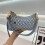 (Blue) Embroidered printed meniscus armpit bag 1