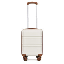 (Cream/Brown, 28Inch-75x48×30cm) ABS PC Hard Shell Cabin Carry-on Suitcase, Removable 4 Wheels Underseat Luggage