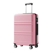 (Pink/Black, 24Inch-66x44×25.5cm) ABS PC Hard Shell Cabin Carry-on Suitcase, Removable 4 Wheels Underseat Luggage