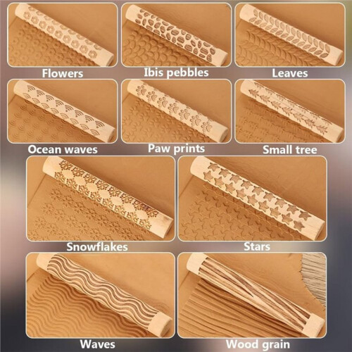 10Pcs Wooden Clay Texture Rollers for Pottery & Polymer Clay  Projects 1