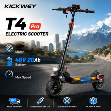 Kickwey T4 Pro Elektroroller für Erwachsene, 48V 20Ah Akku, klappbar, 10-Zoll Offroad-Reifen, Federung