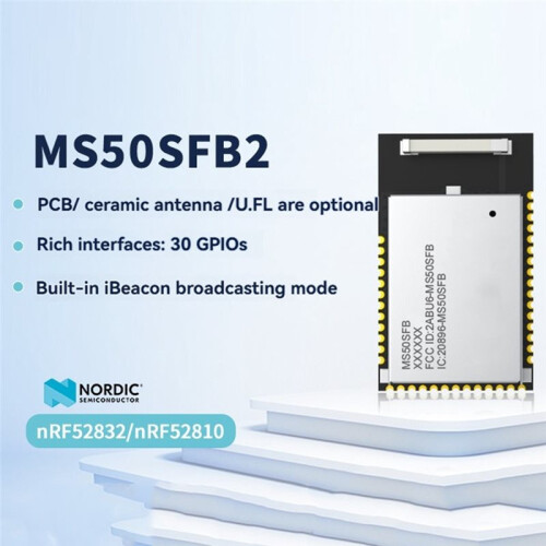 Módulo Transceptor RF  5.0 MS50SFB2 de Baixo Consumo com Nordic NRF52832 e Modo de Transmissão IBeacon Integrado 1