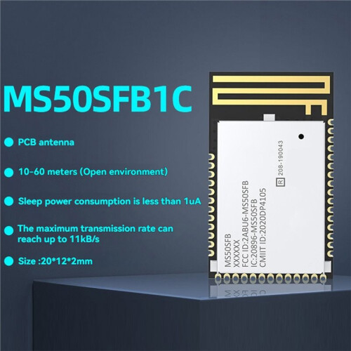 MS50SFB1C  5.0 RF Transceiver Module Low Power Nordic NRF52810 Chip, 10-60m Long Range MS50SFB1C 1