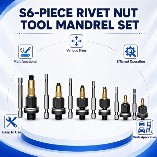 Carbon Steel Rivet Nut Tool Kit Mandrel  Set for M3-M10 Hardware Rivets and Nuts 2