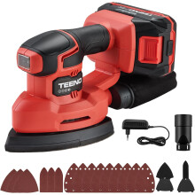 3-in-1 Cordless Multifunction Sander, 20V Delta Sander with 2A Battery, 13,000 RPM Detail Sander with Dust Collection Bag, 15 Sandpaper Sheets