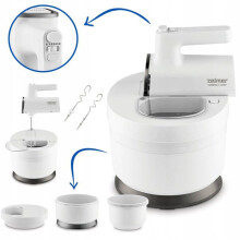 Weißer Mixer - Zelmer - Schüssel inklusive - 3,5 l - Turbo-Modus - Teighaken - Schneebesen - 1000 W und mehr - 5 Geschwindigkeiten
