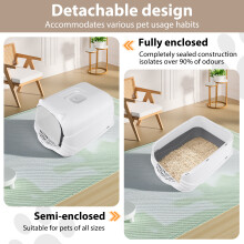 Katzentoilette, geschlossenes Design mit Klapptür, Grau, 51 x 37 x 36 cm, mit Aktivkohlefilter und Schaufel