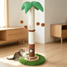 Katzenkratzbaum Kokosnuss-Design, Sisal-Kletterstab mit Spielzeug und Rollbahn
