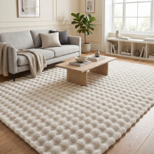 (2ft x 3ft 7in (60x110cm), Cream) Bubble Shaggy Rug Thick Non Slip Faux Fur Fluffy Carpet for Living Room Bedrooms | 700GSM Premium Quality
