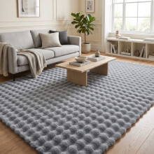 (4ft x 5ft 7in (120x170cm), Grey) Bubble Shaggy Rug Thick Non Slip Faux Fur Fluffy Carpet for Living Room Bedrooms | 700GSM Premium Quality