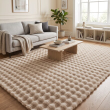 (2ft x 3ft 7in (60x110cm), Beige) Bubble Shaggy Rug Thick Non Slip Faux Fur Fluffy Carpet for Living Room Bedrooms | 700GSM Premium Quality