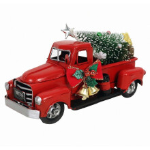 Weihnachtsbaumschmuck mit rotem Truck, Retro-Automodell, Glockendeko, Auto-Schmuck, Weihnachtsdekoration für Zuhause und Büro