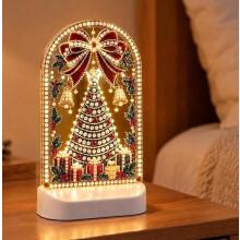 DIY LED-knutselset voor de feestdagen met facetgeslepen kunststukjes, acrylpaneel en witte voet voor kerstdecoratieprojecten - Auto