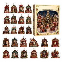 Kerstkalender met kattenmotief, adventskalender 2026, 2D platte schattige kittenversieringen, 24 dagen kerstversiering met kattenmotief voor mannen, v