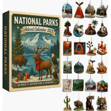 Adventskalender met nationaal parkthema: 24 dagen vol verrassingen, kersthangers, milieuvriendelijke kerstversieringen, cadeau