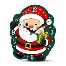 Orologio da parete natalizio di Babbo Natale con grandi lancette a contrasto, meccanismo silenzioso e decorazione per interni ed esterni, perfetto per