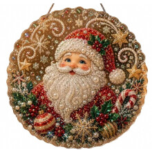 Acryl-Weihnachtsbaum-Diamant-Rund-Weihnachtsmann-Perlen-Sonnenfänger DIY-Bastelset für Weihnachtskranz und Weihnachtsschmuck - A