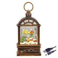 Klassische Weihnachtsspieluhr, Weihnachtslaterne, Weihnachtsdekoration mit Musik, wirbelndem Glitzer, batterie- und USB-betrieben – Weihnachtsbaum