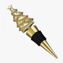 Holiday Wine Stoppers – Christmas Tree Shaped Champagne Bottle Stopper in Gold