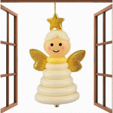 Kerstboomversieringsset met knoopjes, handgemaakte decoratieset voor de kerstboom, geschikt voor feestjes en vensterbanken - Engel