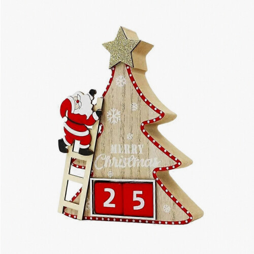 Wiederverwendbarer Weihnachtskalender aus Holz, Tischdekoration, 3D-Weihnachtskalender für Schrank oder Regal – A