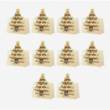10 stuks 3D kerstboom wenskaarten, voor Nieuwjaar, winterse kerstfeestartikelen - Goudkleurig
