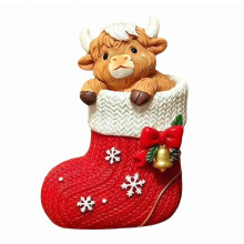 Cow Figurine Christmas Resin Cattle Statue Desktop Tiered Cow Desk Decor For Apartment Home Bedside Bookshelf Dorm
