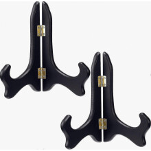 2 Packs Black Wooden Display Stand Plate Holder Easels (8 Inch)