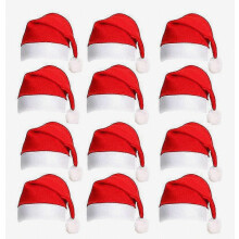 Christmas Hat 12 Pack Plush Santa Hats For Christmas Costume Xmas Party Supplies Holiday Party Favors Adult Cosplay Accessory