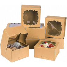 25 Pack Bakery Boxes Th Window 6x6x3in Pastry Boxes For Mini Cake,cookies,muffins And Coca Bombs(brown)
